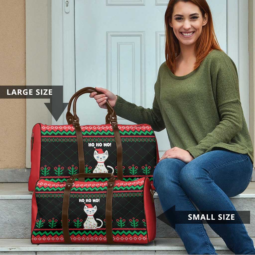 Christmas Cat Travel Bag with Grumpy Cat in Santa Hat Holiday Lights - Wonder Print Shop