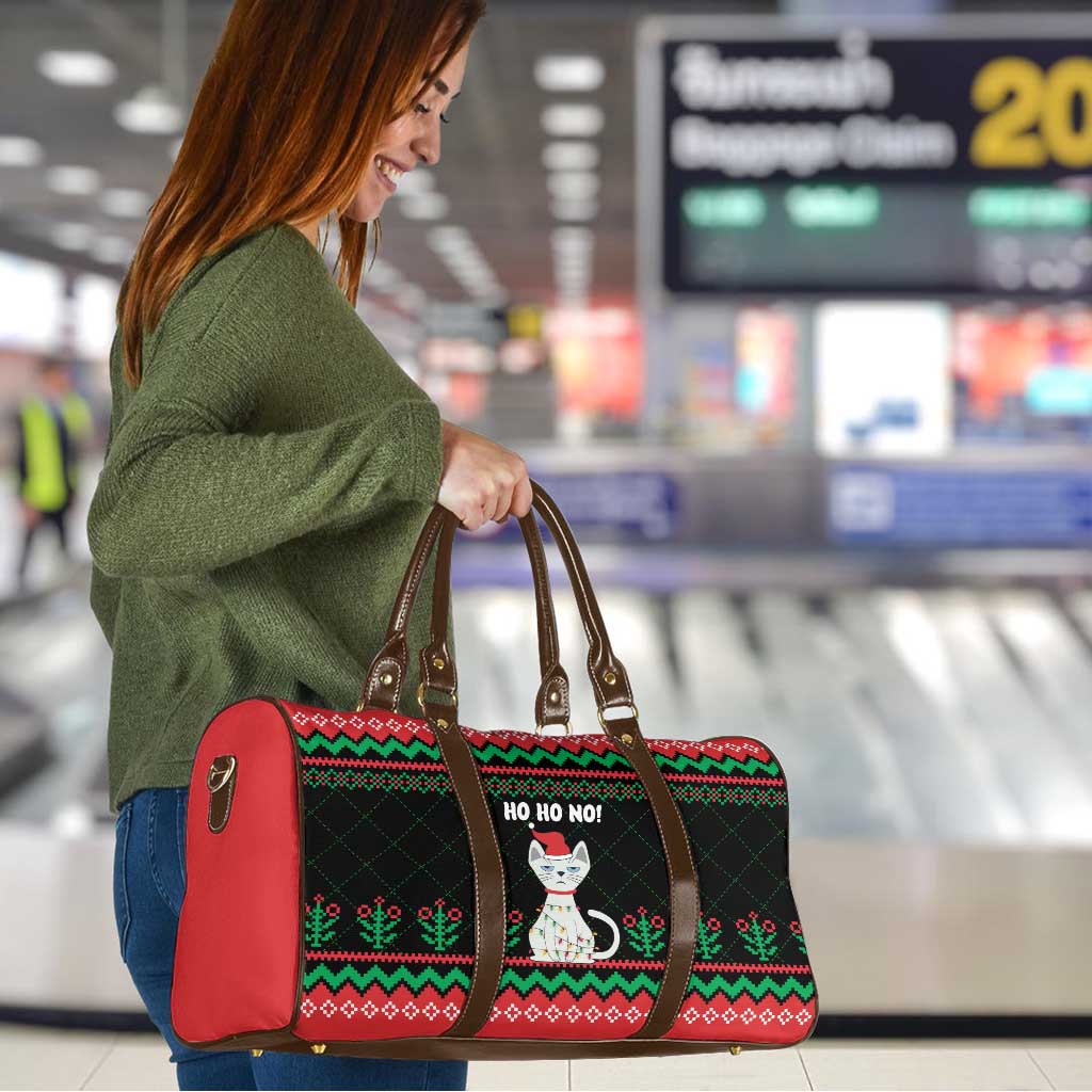 Christmas Cat Travel Bag with Grumpy Cat in Santa Hat Holiday Lights - Wonder Print Shop