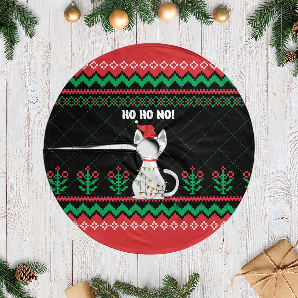 Christmas Cat Tree Skirt with Grumpy Cat in Santa Hat Holiday Lights - Wonder Print Shop