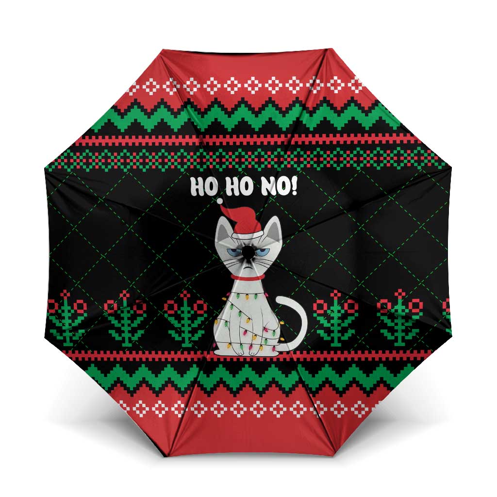 Christmas Cat Umbrella with Grumpy Cat in Santa Hat Holiday Lights - Wonder Print Shop