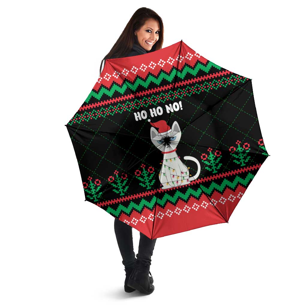 Christmas Cat Umbrella with Grumpy Cat in Santa Hat Holiday Lights - Wonder Print Shop