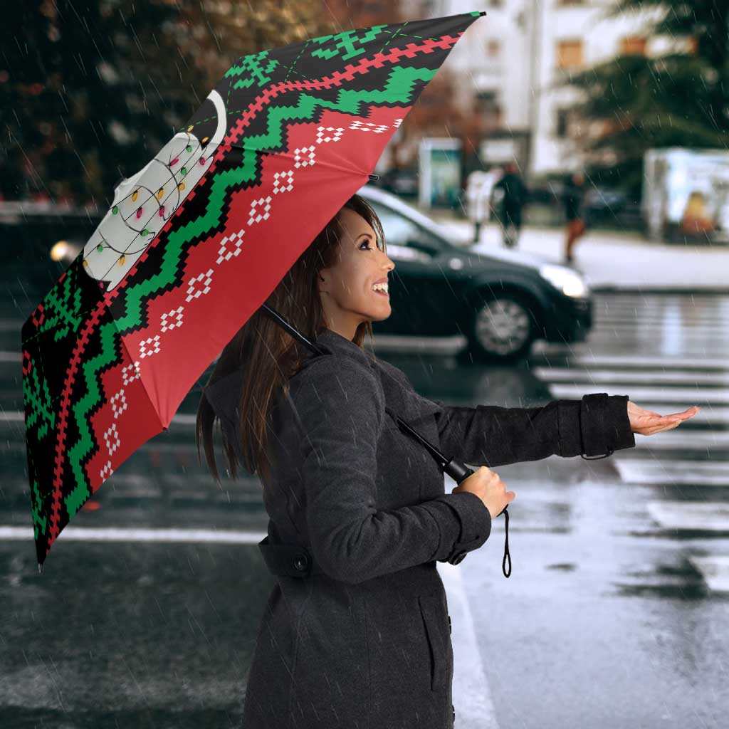 Christmas Cat Umbrella with Grumpy Cat in Santa Hat Holiday Lights - Wonder Print Shop