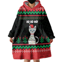 Christmas Cat Wearable Blanket Hoodie with Grumpy Cat in Santa Hat Holiday Lights - Wonder Print Shop
