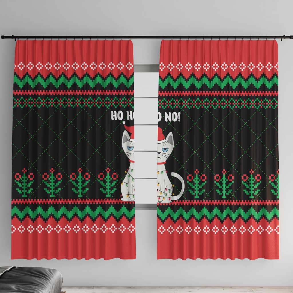 Christmas Cat Window Curtain with Grumpy Cat in Santa Hat Holiday Lights - Wonder Print Shop