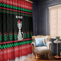 Christmas Cat Window Curtain with Grumpy Cat in Santa Hat Holiday Lights - Wonder Print Shop
