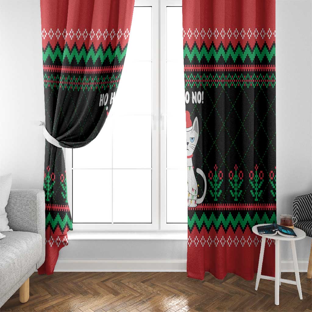 Christmas Cat Window Curtain with Grumpy Cat in Santa Hat Holiday Lights - Wonder Print Shop