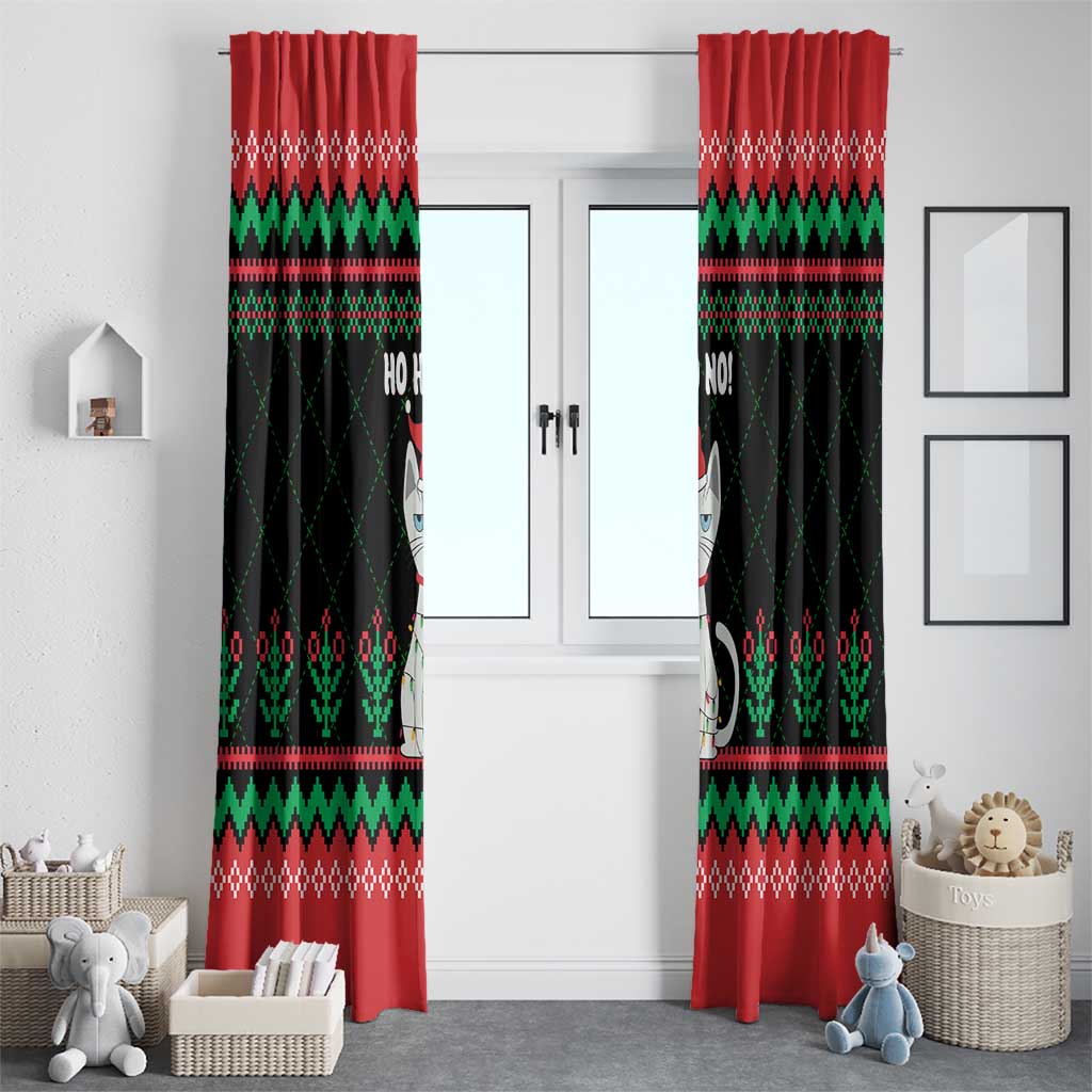 Christmas Cat Window Curtain with Grumpy Cat in Santa Hat Holiday Lights - Wonder Print Shop