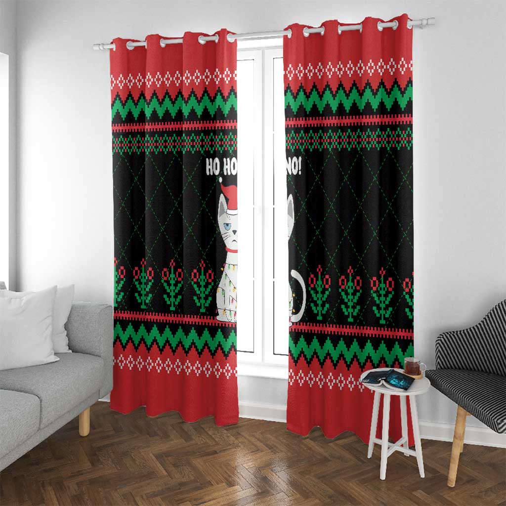 Christmas Cat Window Curtain with Grumpy Cat in Santa Hat Holiday Lights - Wonder Print Shop