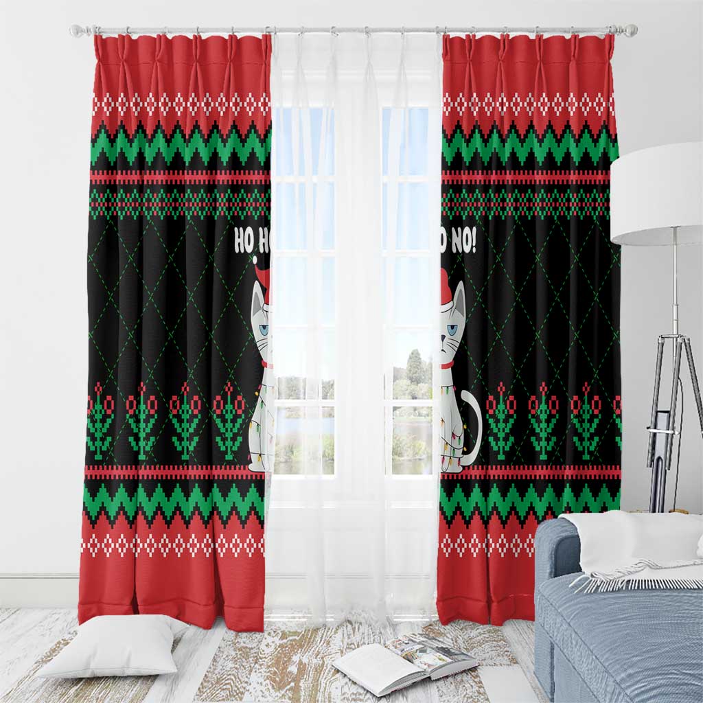 Christmas Cat Window Curtain with Grumpy Cat in Santa Hat Holiday Lights - Wonder Print Shop
