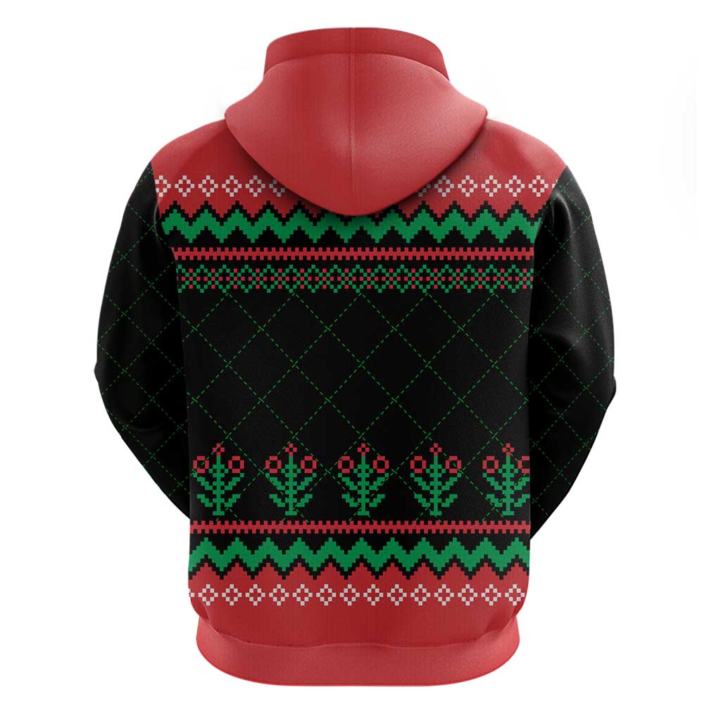 Christmas Cat Zip Hoodie with Grumpy Cat in Santa Hat Holiday Lights - Wonder Print Shop