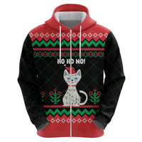 Christmas Cat Zip Hoodie with Grumpy Cat in Santa Hat Holiday Lights - Wonder Print Shop