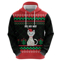 Christmas Cat Zip Hoodie with Grumpy Cat in Santa Hat Holiday Lights - Wonder Print Shop
