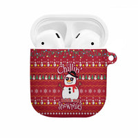 Christmas Chillin With My Snowmies AirPods Case Cool Snowman Red Snowflake Light String - Wonder Print Shop