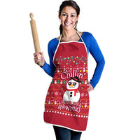 Christmas Chillin With My Snowmies Apron Cool Snowman Red Snowflake Light String - Wonder Print Shop