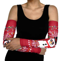 Christmas Chillin With My Snowmies Arm Sleeves Cool Snowman Red Snowflake Light String - Wonder Print Shop