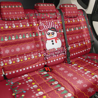 Christmas Chillin With My Snowmies Back Car Seat Cover Cool Snowman Red Snowflake Light String - Wonder Print Shop