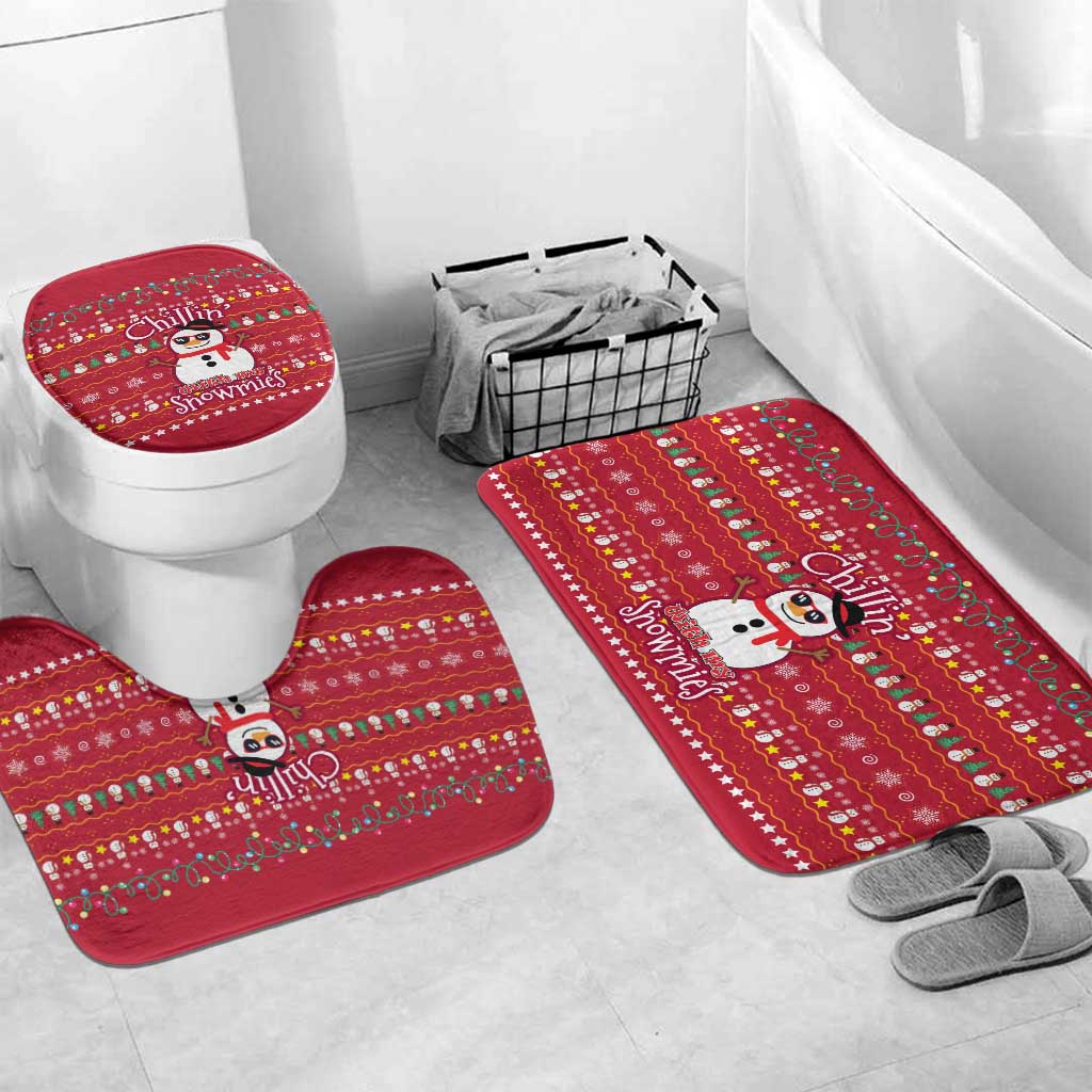Christmas Chillin With My Snowmies Bathroom Set Cool Snowman Red Snowflake Light String - Wonder Print Shop