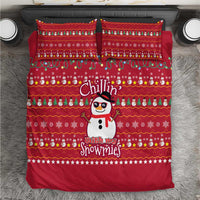 Christmas Chillin With My Snowmies Bedding Set Cool Snowman Red Snowflake Light String - Wonder Print Shop