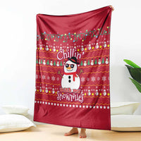 Christmas Chillin With My Snowmies Blanket Cool Snowman Red Snowflake Light String - Wonder Print Shop