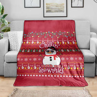 Christmas Chillin With My Snowmies Blanket Cool Snowman Red Snowflake Light String - Wonder Print Shop