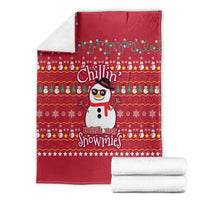 Christmas Chillin With My Snowmies Blanket Cool Snowman Red Snowflake Light String - Wonder Print Shop