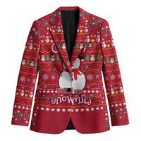 Christmas Chillin With My Snowmies Blazer Cool Snowman Red Snowflake Light String - Wonder Print Shop