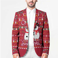 Christmas Chillin With My Snowmies Blazer Cool Snowman Red Snowflake Light String - Wonder Print Shop