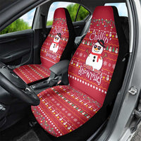 Christmas Chillin With My Snowmies Car Seat Cover Cool Snowman Red Snowflake Light String - Wonder Print Shop