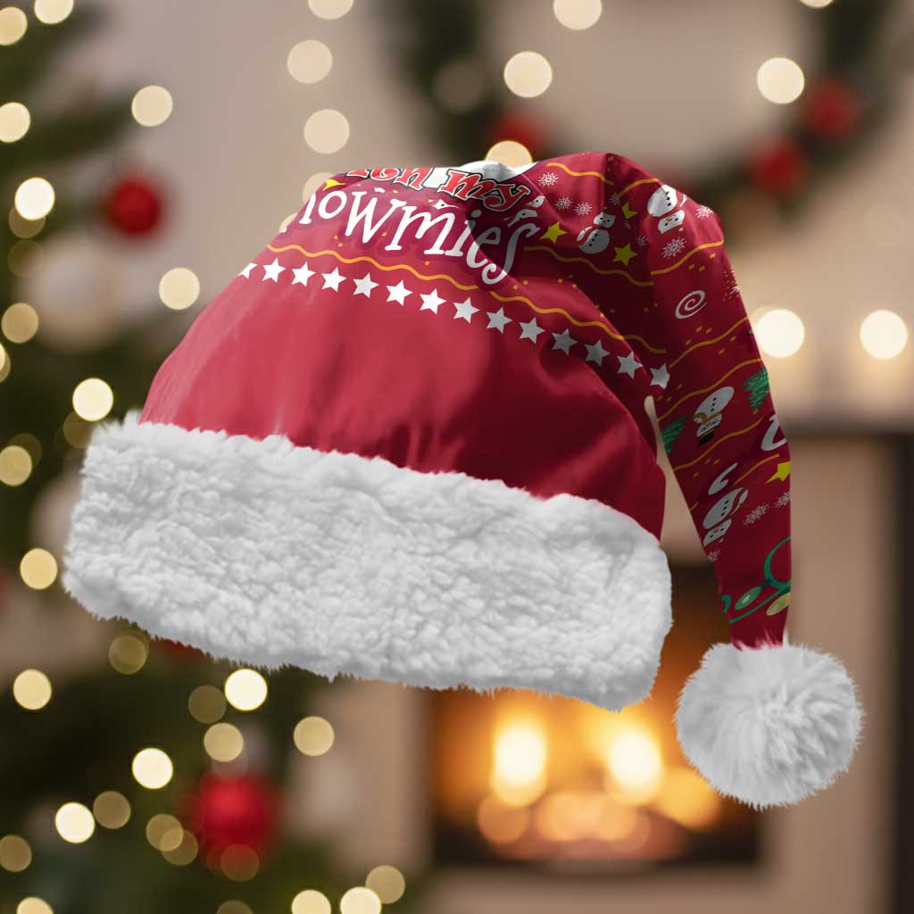 Christmas Chillin With My Snowmies Christmas Santa Hat Cool Snowman Red Snowflake Light String - Wonder Print Shop