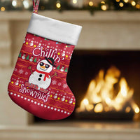 Christmas Chillin With My Snowmies Christmas Stocking Cool Snowman Red Snowflake Light String - Wonder Print Shop