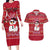 Christmas Chillin With My Snowmies Couples Matching Long Sleeve Bodycon Dress and Hawaiian Shirt Cool Snowman Red Snowflake Light String - Wonder Print Shop