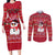 Christmas Chillin With My Snowmies Couples Matching Long Sleeve Bodycon Dress and Long Sleeve Button Shirt Cool Snowman Red Snowflake Light String - Wonder Print Shop