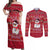 Christmas Chillin With My Snowmies Couples Matching Off Shoulder Maxi Dress and Long Sleeve Button Shirt Cool Snowman Red Snowflake Light String - Wonder Print Shop