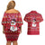 Christmas Chillin With My Snowmies Couples Matching Off Shoulder Short Dress and Hawaiian Shirt Cool Snowman Red Snowflake Light String - Wonder Print Shop