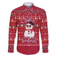 Christmas Chillin With My Snowmies Family Matching Puletasi and Hawaiian Shirt Cool Snowman Red Snowflake Light String - Wonder Print Shop