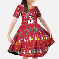 Christmas Chillin With My Snowmies Family Matching Summer Maxi Dress and Hawaiian Shirt Cool Snowman Red Snowflake Light String - Wonder Print Shop