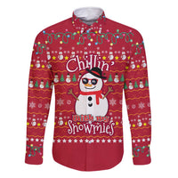 Christmas Chillin With My Snowmies Family Matching Summer Maxi Dress and Hawaiian Shirt Cool Snowman Red Snowflake Light String - Wonder Print Shop
