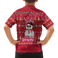 Christmas Chillin With My Snowmies Family Matching Tank Maxi Dress and Hawaiian Shirt Cool Snowman Red Snowflake Light String - Wonder Print Shop
