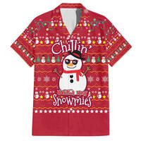 Christmas Chillin With My Snowmies Family Matching Tank Maxi Dress and Hawaiian Shirt Cool Snowman Red Snowflake Light String - Wonder Print Shop