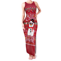 Christmas Chillin With My Snowmies Family Matching Tank Maxi Dress and Hawaiian Shirt Cool Snowman Red Snowflake Light String - Wonder Print Shop
