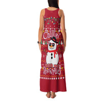 Christmas Chillin With My Snowmies Family Matching Tank Maxi Dress and Hawaiian Shirt Cool Snowman Red Snowflake Light String - Wonder Print Shop