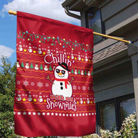 Christmas Chillin With My Snowmies Garden Flag Cool Snowman Red Snowflake Light String - Wonder Print Shop