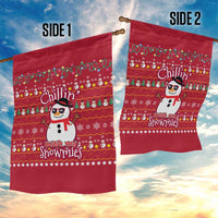 Christmas Chillin With My Snowmies Garden Flag Cool Snowman Red Snowflake Light String - Wonder Print Shop