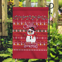 Christmas Chillin With My Snowmies Garden Flag Cool Snowman Red Snowflake Light String - Wonder Print Shop