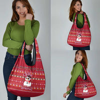 Christmas Chillin With My Snowmies Grocery Bag Cool Snowman Red Snowflake Light String - Wonder Print Shop