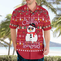 Christmas Chillin With My Snowmies Hawaiian Shirt Cool Snowman Red Snowflake Light String - Wonder Print Shop