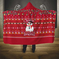 Christmas Chillin With My Snowmies Hooded Blanket Cool Snowman Red Snowflake Light String - Wonder Print Shop
