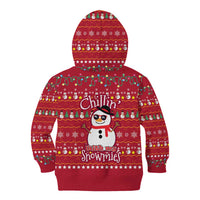 Christmas Chillin With My Snowmies Kid Hoodie Cool Snowman Red Snowflake Light String - Wonder Print Shop