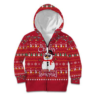 Christmas Chillin With My Snowmies Kid Hoodie Cool Snowman Red Snowflake Light String - Wonder Print Shop