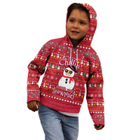 Christmas Chillin With My Snowmies Kid Hoodie Cool Snowman Red Snowflake Light String - Wonder Print Shop